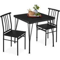 3-Piece Dining Set Modern Dinings Table Set, Metal and Wood Square Dining Table for Kitchen, Dining Room, Dinette 1