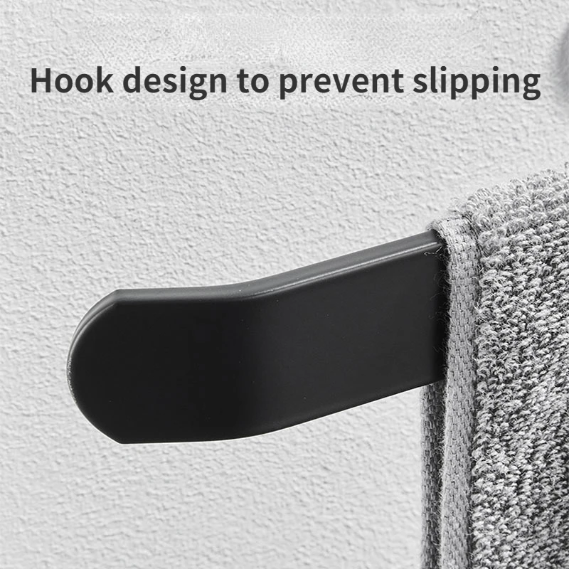Aluminum Towel Rack Black Towel Ring Bathroom Paper Holder Hanging Rod Toilet Free Punch Wall Hanging Rack Home Organizer