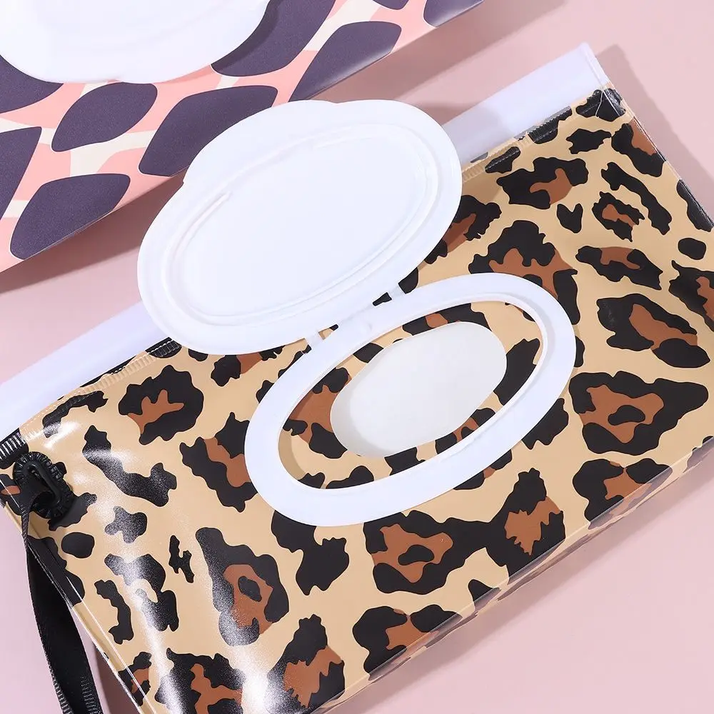 Leopard/Zebra Printing Style Wet Wipes Bag EVA Baby Wet Wipe Pouch Flip Cover Snap-Strap Tissue Box Reusable Useful Tissue Box 5