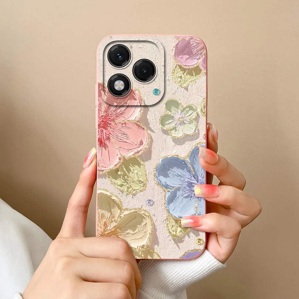 Lovely Flower Star Pattern Liquid Silicone Soft Case - High Quality Back Cover