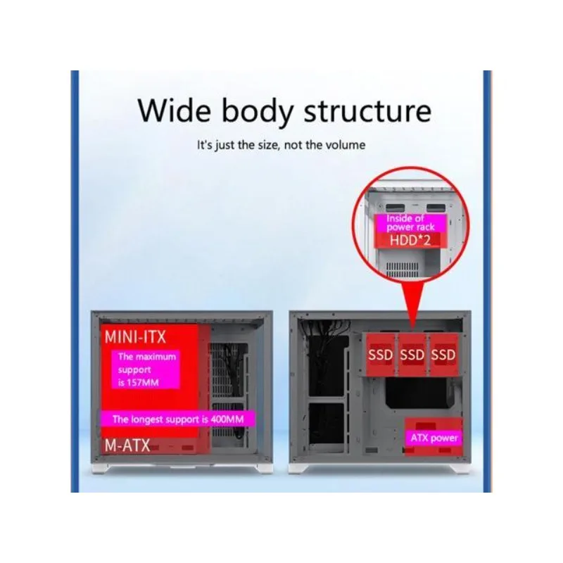 WJCOl'hyMAN-&Eacute;tui en verre transparent Lone Kokor, version Guardian am&eacute;lior&eacute;e, 2 c&ocirc;t&eacute;s, support ATX, conception &agrave; haut d&eacute;bit d'ai