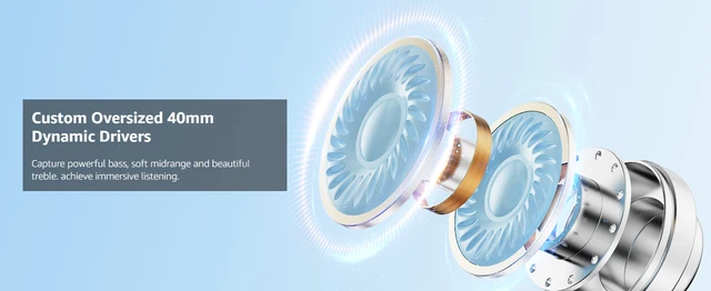 1Mii Y8 Cuffie Bluetooth Con ANC Ibrida - 75h Autonomia, Hi-Res LDAC, Pieghevoli - Foto 8