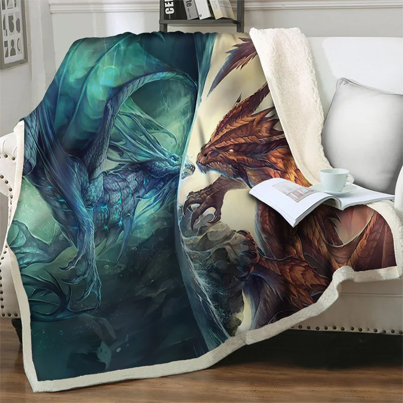 

3D Dreamlike Dragon Blanket Soft Warm Plush Throw Blankets for Beds Couch Sofa Home Bedroom Decor Travel Picnic Quilts Nap Cover