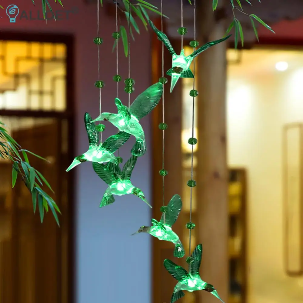 LED Solar Wind Bell Hummingbird Hanging Ornaments Outdoor Garden Wind Chime 5