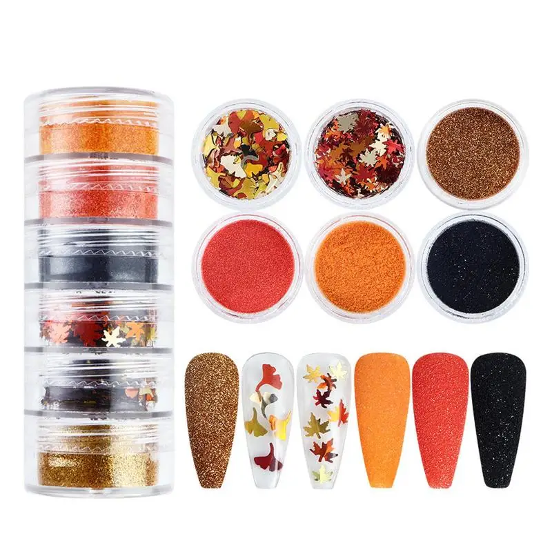 

Maple Leaf Nail Glitter Fall Leaves Nail Art Flakes Autumn Leaf Nail Glitter Acrylic Nail Powder Nails Decorations DIY Crafts