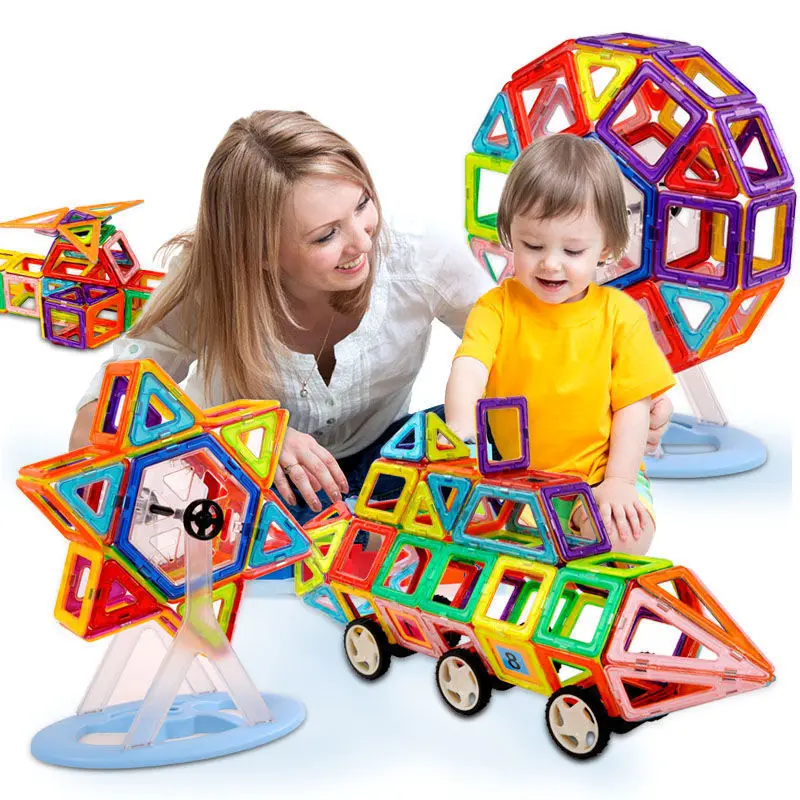 

Большой магнитный мини-конструктор, магнитные строительные блоки, аксессуары с колесами, обучающий конструктор «сделай сам», игрушки для детей, подарки