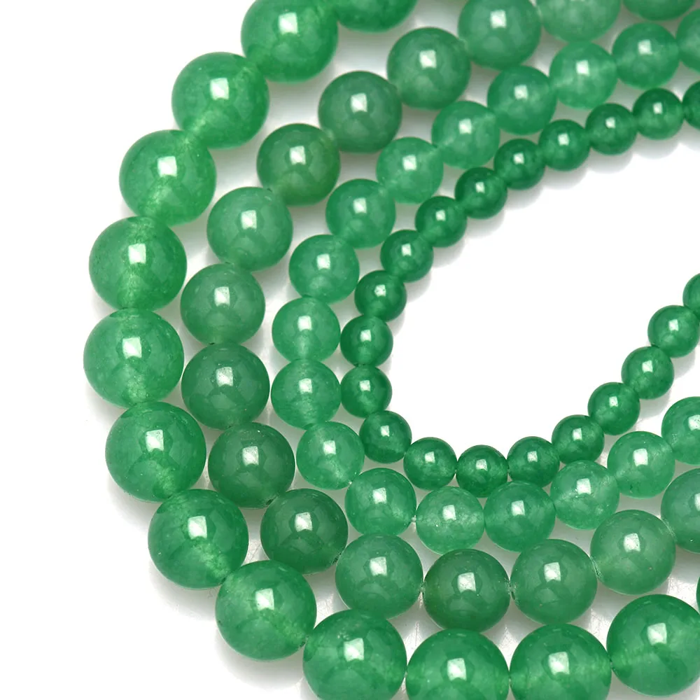 4/6/8/10 /12mm 자연 녹색 Aventurine 스톤 비즈 파워 치유 스톤 느슨한 구슬 팔찌 목걸이 쥬얼리 DIY 만들기