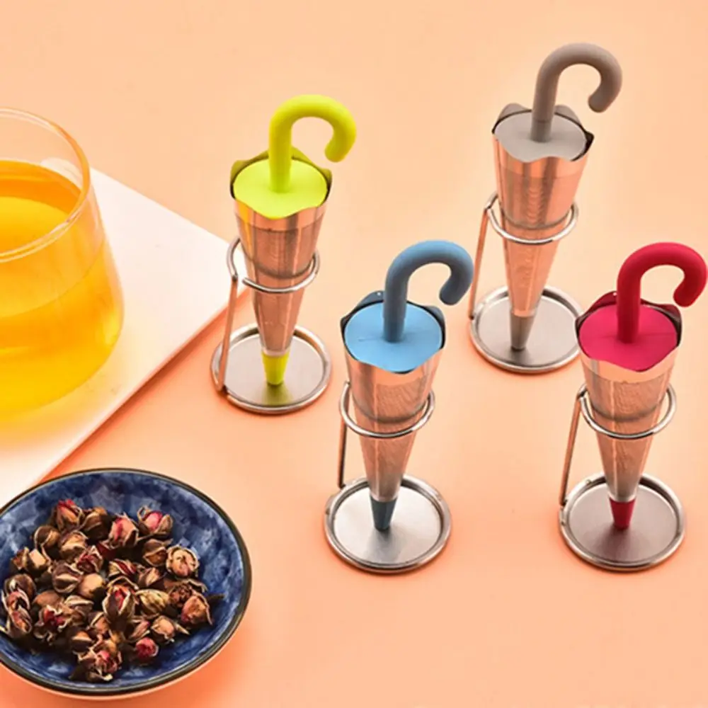 Stainless Steel Umbrella Shape Tea Infuser with Bracket Fine Mesh Reusable Sieve Spice Tea Brewing Diffuser