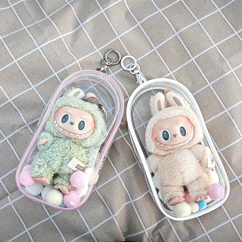 Clear Outdoor Bag For 18cm Cartoon Plush Dolls AC Toys Transparent Mini Kawaii Pouch For Keychain Doll Anime Figure Garage Kit 3