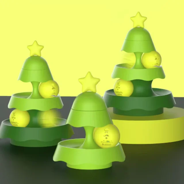 Christmas Tree Cat Carousel Multi functional Track Luminous Ball Cat Toy Self Hi Soothing Sound Ringing Cat Toy 6