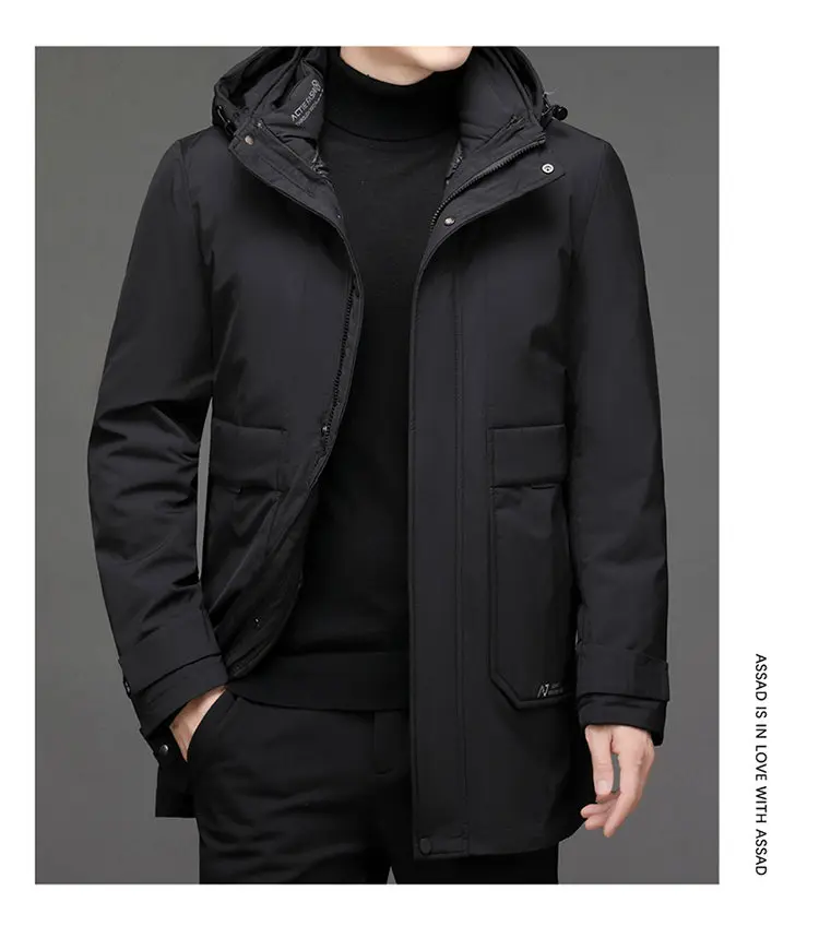 Abnehmbares Innenfutter und Hut, mit Baumwolle gefütterte Jacken, 2025, Winter-Herren-Business-Casual-Daunenmantel mit Kapuze, winddicht, verdickte Parkas für den Außenbereich – Detail 13