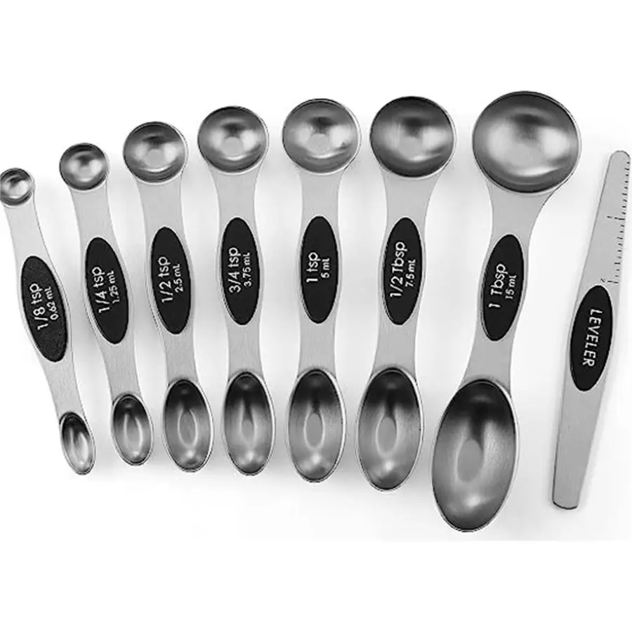 Magnetic measuring spoon set double-sided stainless steel suitable for seasoning cans 8-piece set kitchen measuring spoons,measuring spoon set,measuring cup and spoon set