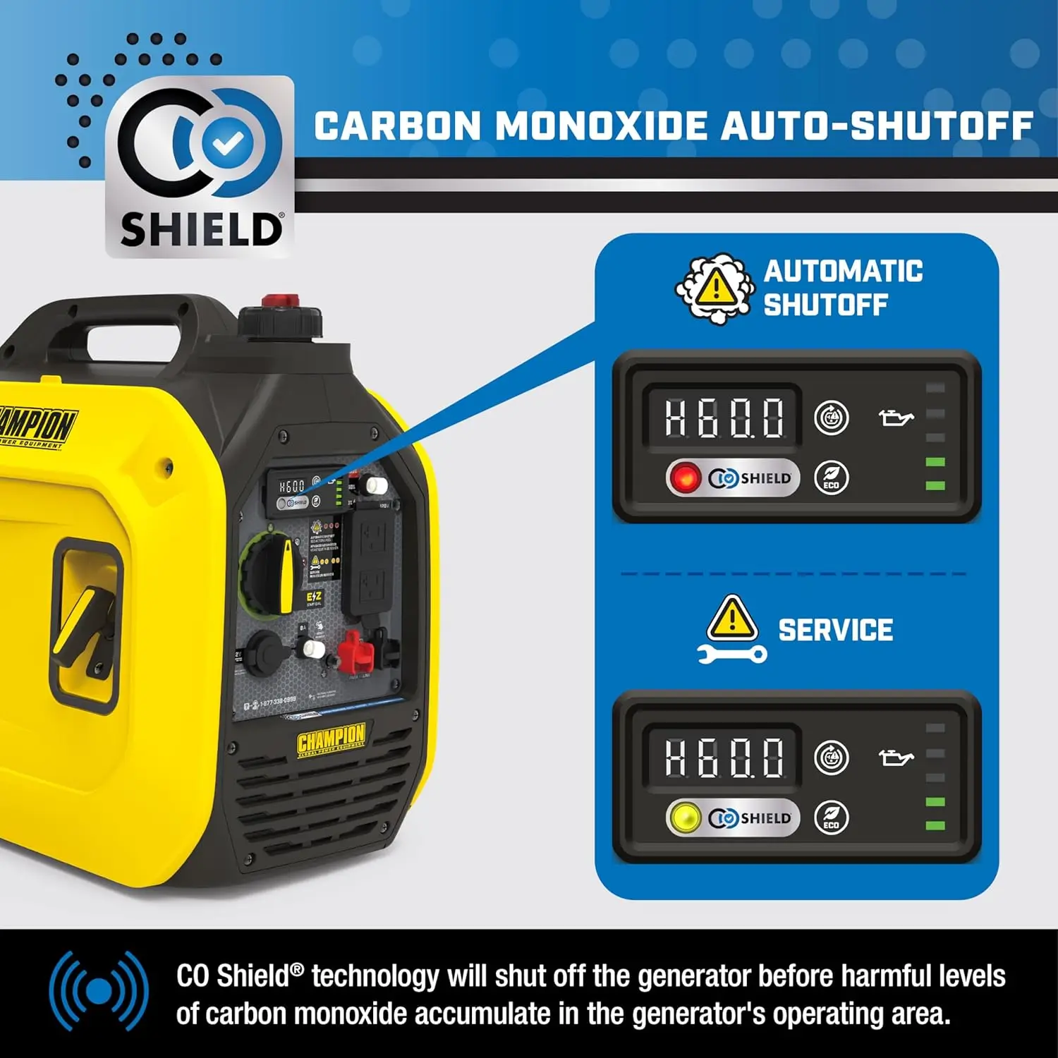 Champion  Equipment 2500-Watt Ultralight Portable Inverter Generator with Quiet Technology and CO Shield 3