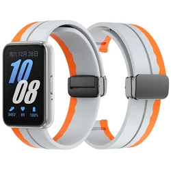Premium Sports Silicone Magnetic Bracelet Strap - Replacement Wristband Accessory - Galaxy Fit3 (Gray Orange)