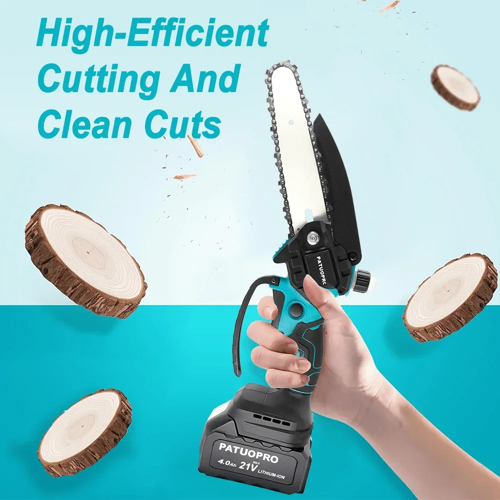 PATUOPRO 6 Inch Brushless Mini Electric Saw Handheld Cordless Chain Saw Home Garden Logging Power Tools For Makita 18V Battery 5