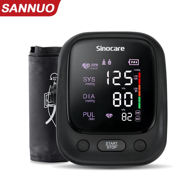 Sinocare Monitor della pressione arteriosa braccio superiore tensiometro  macchina digitale automatica BP Sphygmomanometer frequenza cardiaca impulso  2x90 memoria - AliExpress