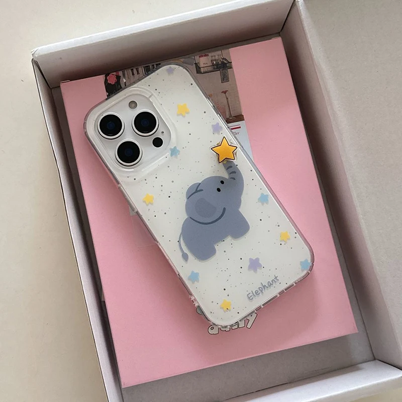 3D Rotary Star Elephant Nose White Acrylic Phone Case