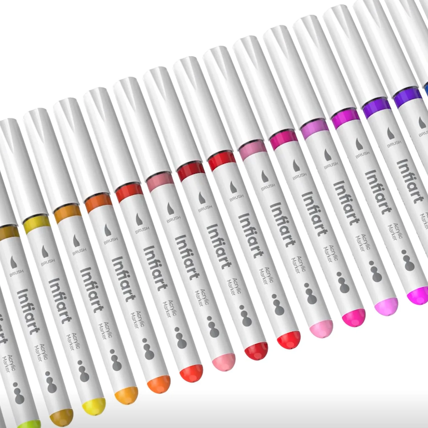다이렉트 리퀴드 아크릴 소프트팁 마커 펜 세트, 모든 사양으로 제공되는 120가지 색상, 휴대용 보관 가방 포장, 잉크 흐름 조절이 가능한 유연한 소프트팁, 다이렉트 리퀴드 잉크 시스템, 높은 커버력과 레이어