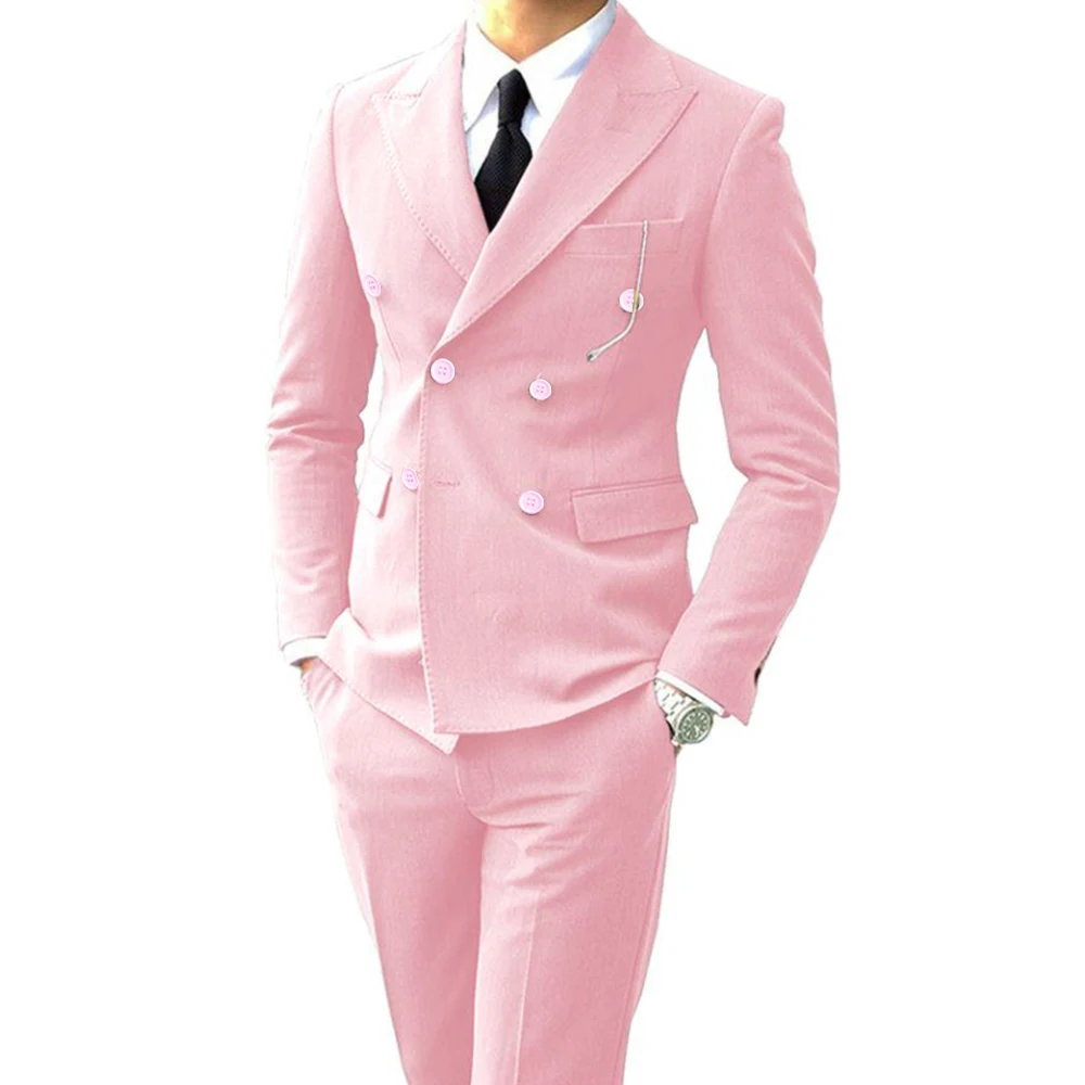 Stylish Double Breasted Pink Suit for Men - Best Fit & Peak Lapel