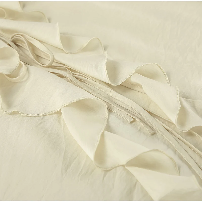 Conjunto de 2 piezas de pantalones cortos holgados con volantes para mujer, cuello en V, camisas caladas, pantalones cortos de pierna ancha, traje blanco para primavera y verano 2025.