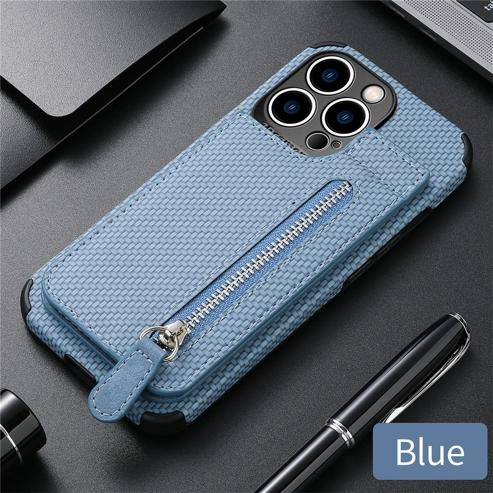 iphone 13 mini case Magnetic Zipper Wallet Carbon Fiber Protection Cover For iPhone 13 Pro Max 12 Mini 11 Case Shockproof Phone Case Coque Fundas iphone 13 mini case clear