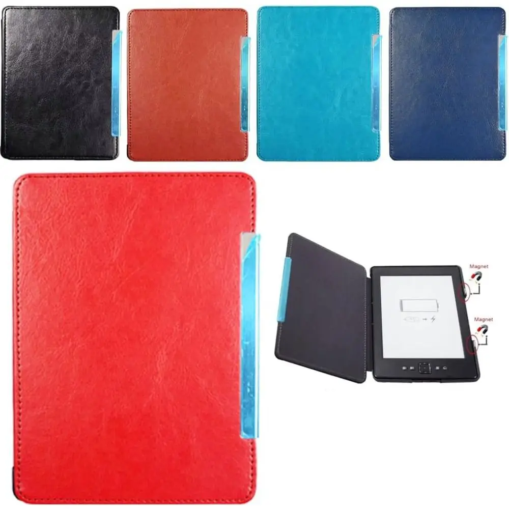 PU Leather Protective Case Anti Scratch Magnetic Closure Flip Shell Ultra Slim for Kindle 5/4th Gen (Model:D01100) 2011