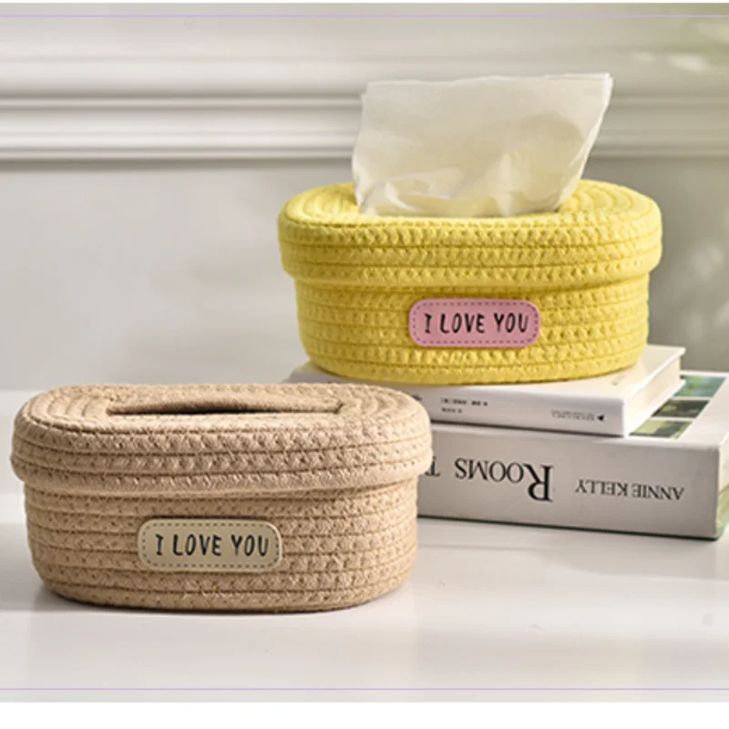 

Tissue Storage Box Japanese Style Tissue Storage Box Woven Good Ventilation Large Capacity Storage Paper Towel Cotton for Bedroo