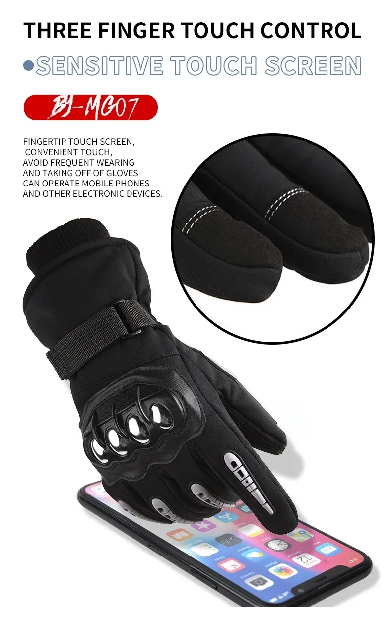 Winter Motorrad Off-road Reiten Voll Finger Handschuhe Männer Dicke Anti Slip Touchscreen Warme Winddicht Handschuh Outdoor Sport Reiten – Detail 3