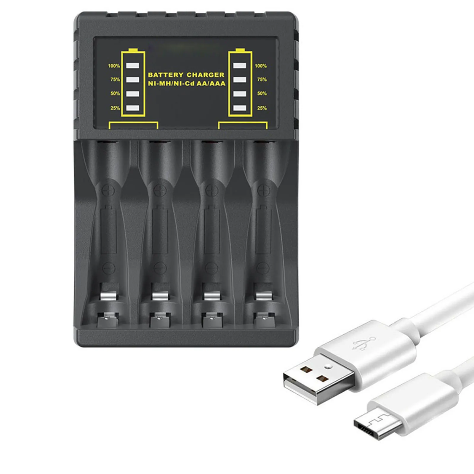 

Intelligent Electric Quantity Display Charger 4 Slots USB Battery Charger Fast Charging Environmental Material