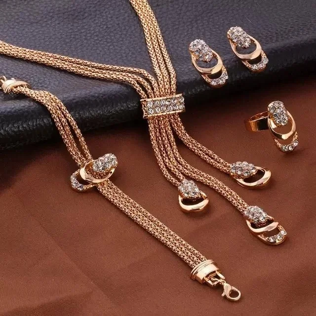 Jewelry Sets Women Earrings Chain Necklace 4 Pcs/Set