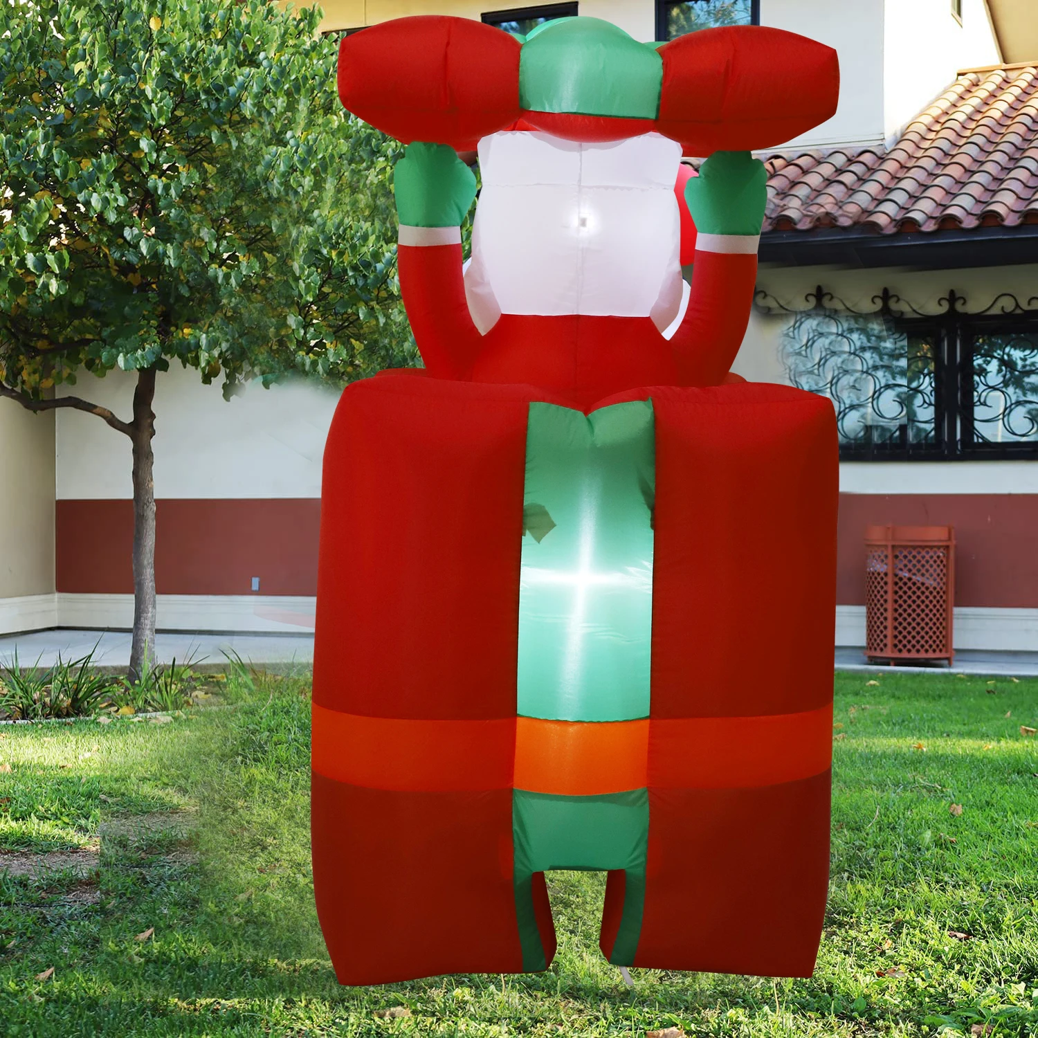5FT Inflatable Santa Claus in Chimney Automatic Up and Down with LED Lights Christmas Decoration for Outdoor Yard Garden Lawn 4