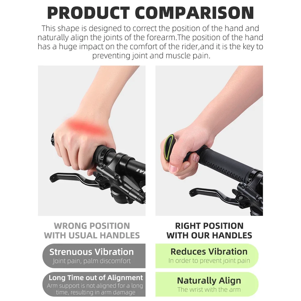 Bicycle Handlebar Grips MTB Handle Bar Ends Ultralight Auxiliary Mountain Bicycle Inner Handlebar Grips Ergonomic Design Cycling Accessories