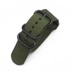 Stylish Multicolor Nylon Watch Strap with Black Ring Buckle - Striped, Waterproof, and Versatile Accessory - 22mm (Green)