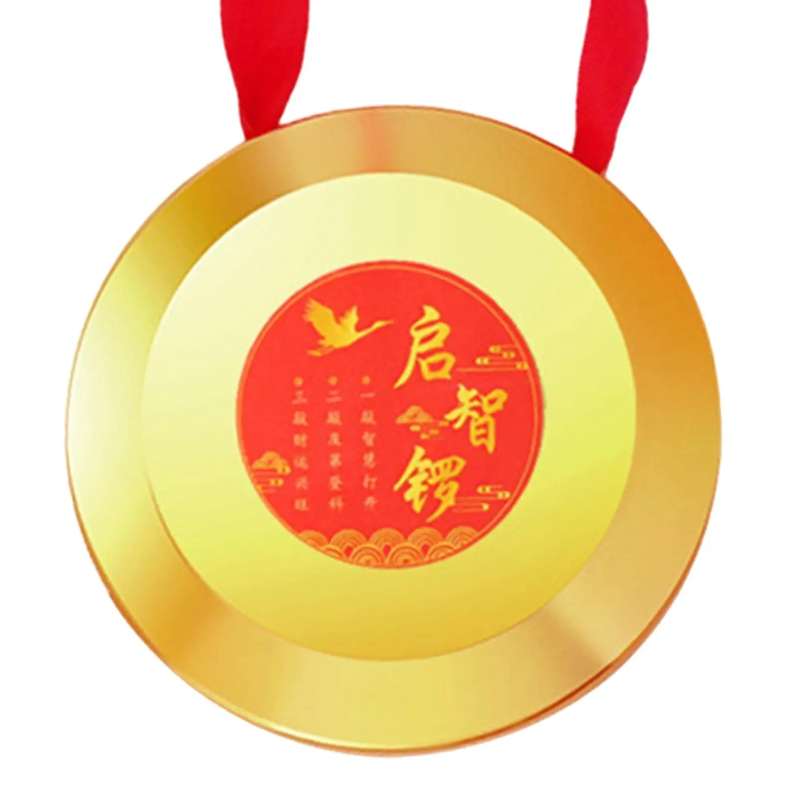 Kids Small Gong Traditional Chinese Percussion Instrument Mallet Portable Brass Hand Gong for Holiday Celebration Office