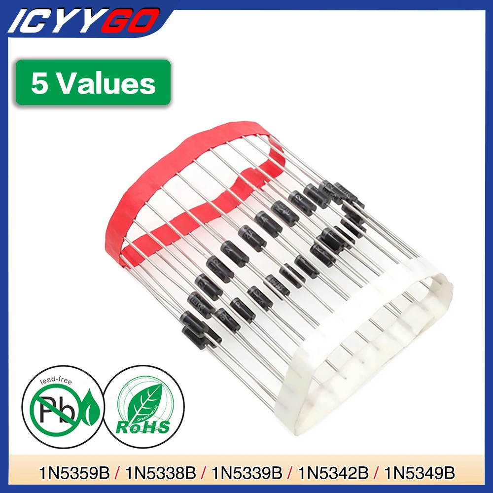 20 Pz/Pacco 5 W 1N5359B 1N5349B 1N5342B 1N5339B 1N5338B Potenza Diodo Zener T-18 Case17-02 Assiale 5.1 V 5.6 V 6.8 V 12 V 24 V Diodi