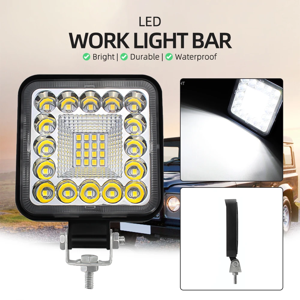 Barra de luz LED de 12V y 24V para trabajo todoterreno, foco impermeable, lámpara antiniebla, faros de alto brillo para camión, Tractor, SUV, ATV, barco