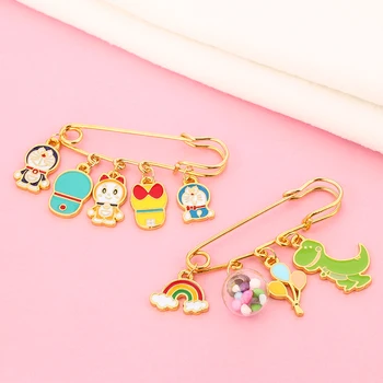 Anime Doraemon Metal Pin Pendant Brooch Doraemon Dinosaur Rainbow Cute Lapel Pins for Clothing Bag Accessories Children's Gift 4