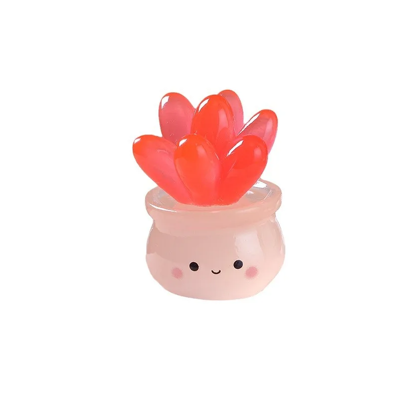 Mini Luminous Cactus Figurines Ornaments Resin Cactus Series Creative Home Bonsai Decor Car Ornament Micro Landscape Accessories