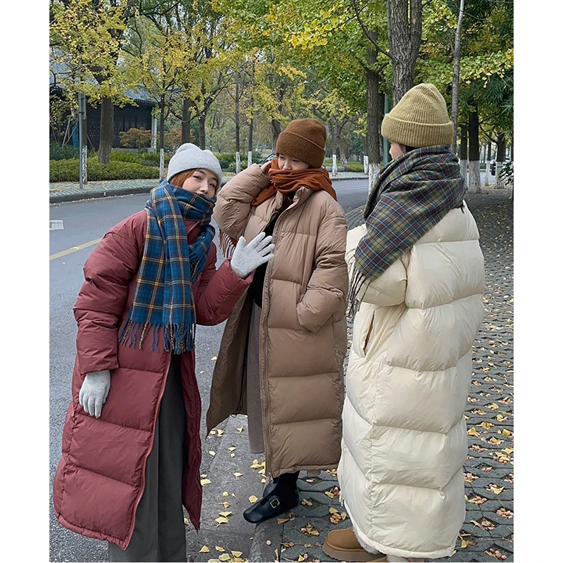 

Winter Women Long Down Jacket Coat 2023 Fashion Windproof Thickening Warm Duck Down Feather Female Quilted Puffer Outwear