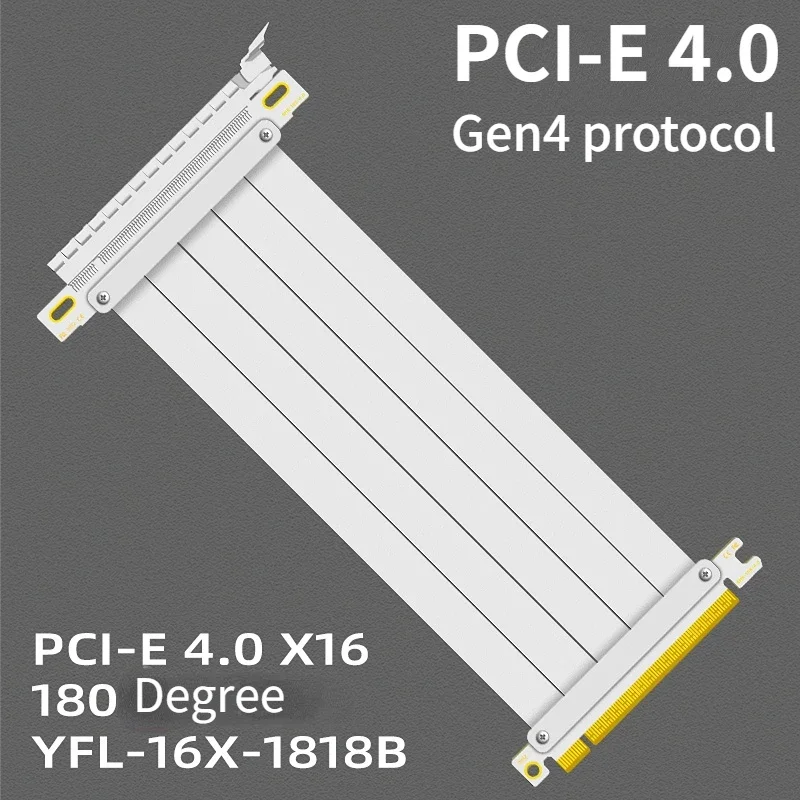 Pci-e 4.0 Riser Cabo Gen X16 Pci Express Riser Extensor Gpu Riser Adaptador para Placa Gráfica Vertical 90 ° 180 ° Preto Branco - Imagem 6