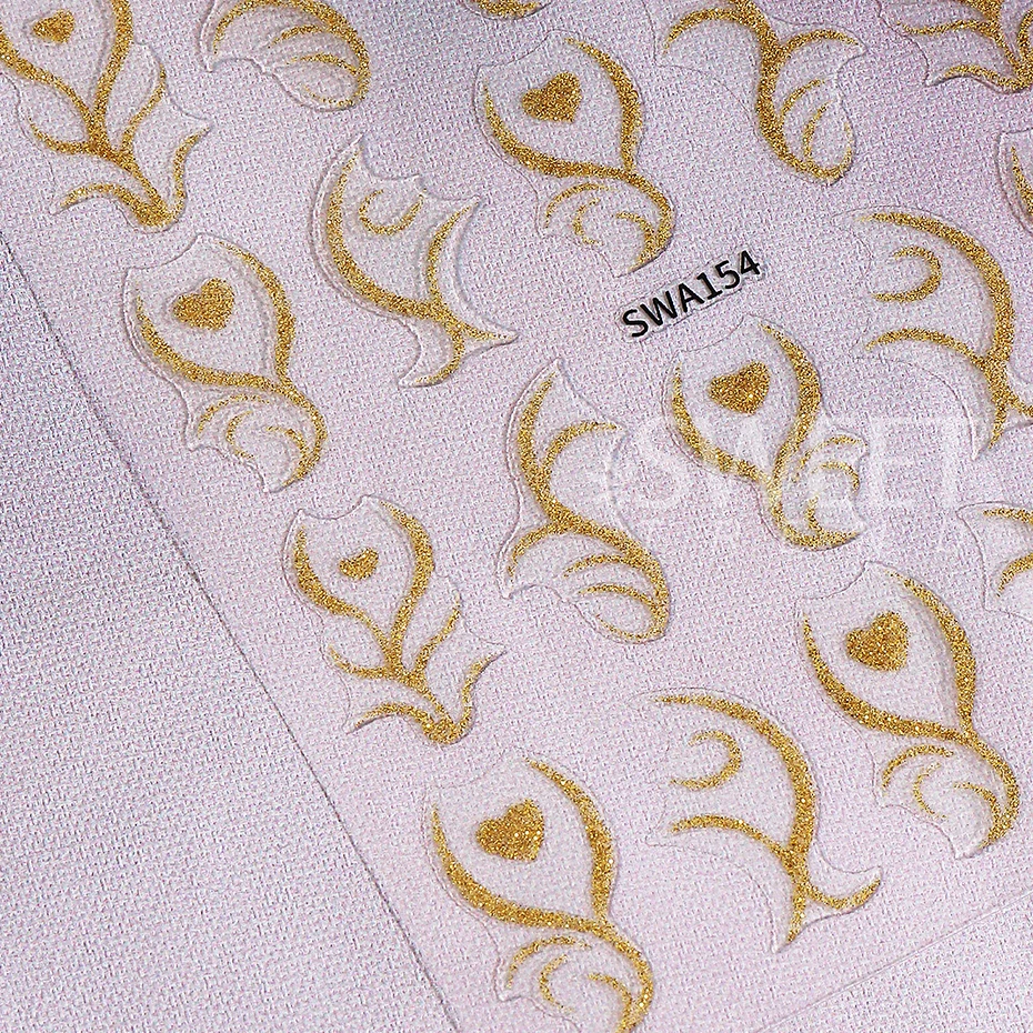 2pcs Glitter Gold Silver Love Heart Nail Stickers Valentine's Day French Lines Love Adhesive Nail Decals DIY Manicure Decoration