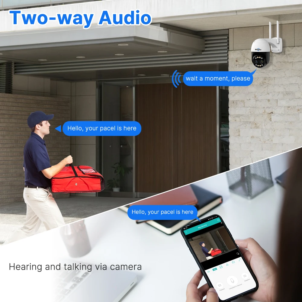 Hiseeu 4K 8MP عدسة مزدوجة PTZ واي فاي كاميرا IP 8X...