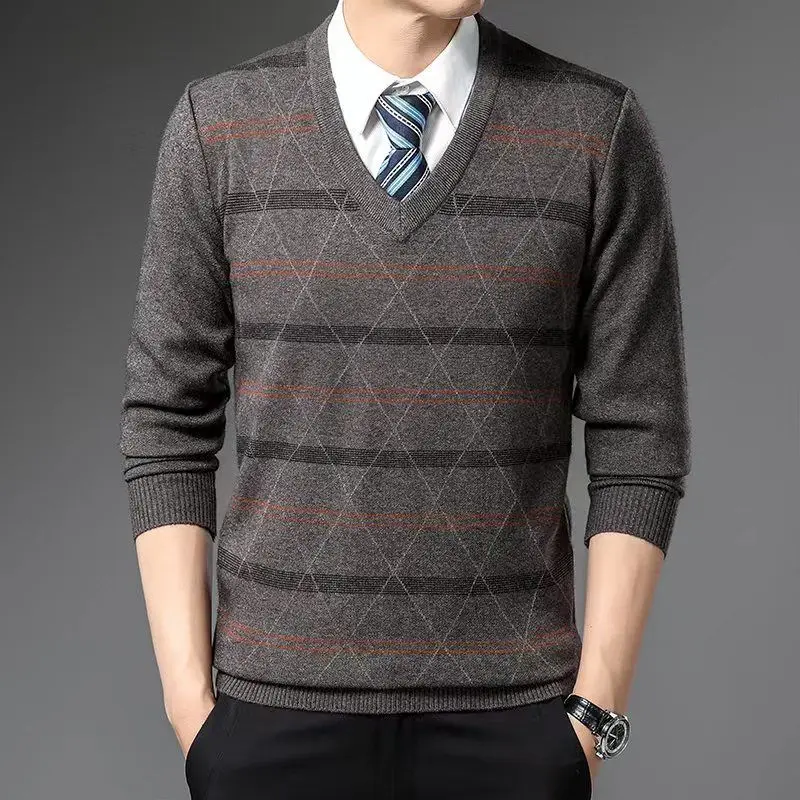 

Classic V-Neck Sweater Men 2023 Autumn Winter Cashmere Cotton Knitwear Jumper Clothes Homme Man Hombres Knitted Sweater C152