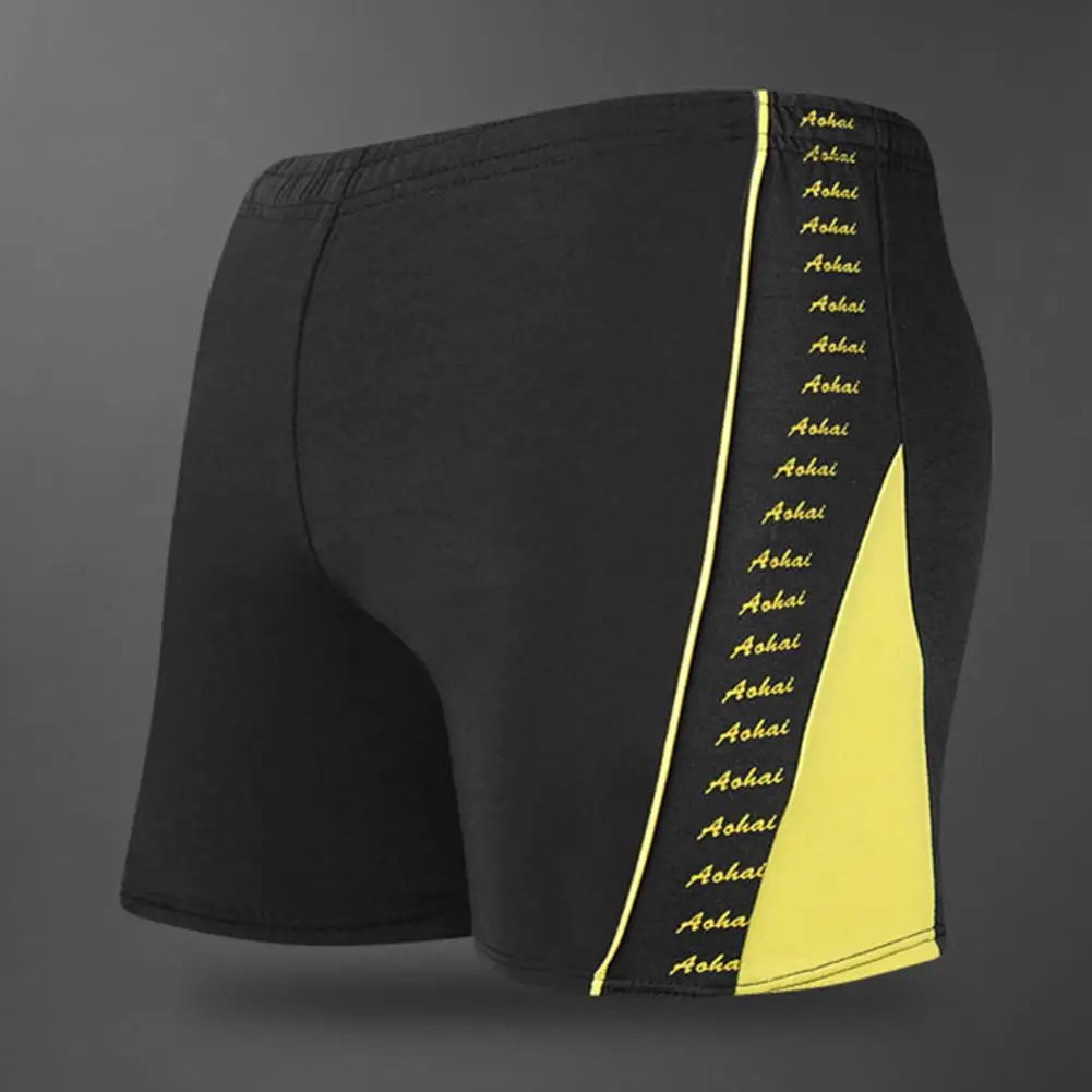 Summer Men Swimming Trunk Loose Plus Size Letter Print Casual Men Swimwear Stretchy Anti-shrink Quick Dry Swimming Shorts