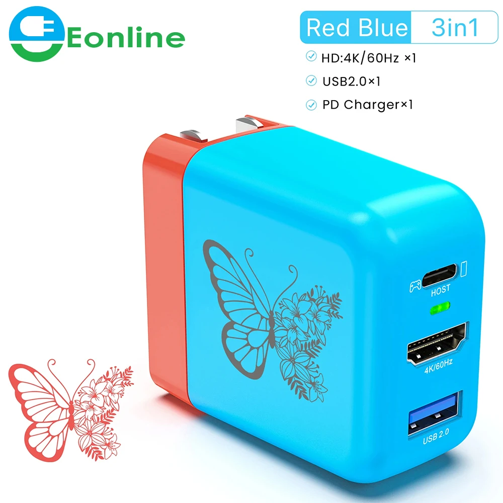 Eonline 2D Gan 65W Caricabatterie Tv Docking Station Usb C A 4K 60Hz Hdmi Usb 2.0 Hub Per Nintendo Switch Gan Fast Charger