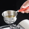 150/300/500ML Stainless Steel Oil Pot With Wooden Handle Mini Soup Milk Pot Scalding-proof Kitchen Tool Cook Accessories 6