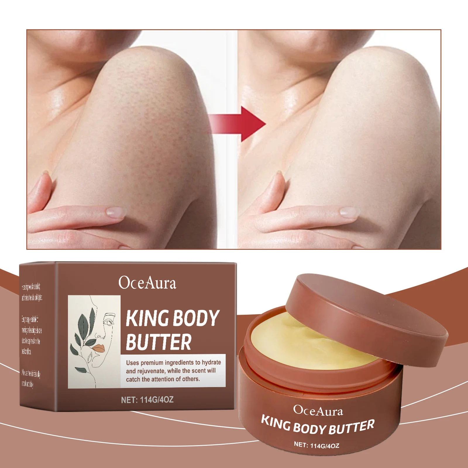OceAura King Body Butter Body Moisturizer Winter Hydration, Moisturization,  Skincare Relieve Dryness, Softness, 4 oz 6