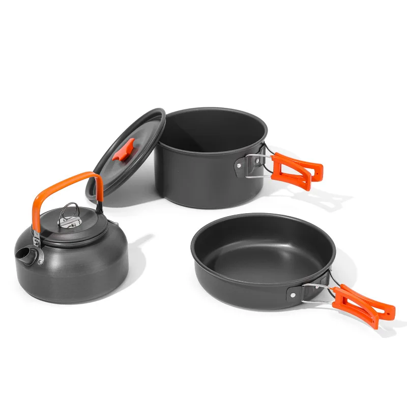 

Aluminum Camping Cookware Portable Outdoor Tableware Cooking Set For Multiple People Pots Bowls Kettles Hiking Trips Bbq Picnics