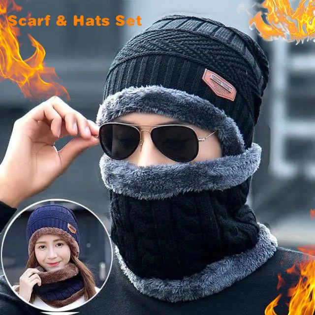 Bonnet en coton pour homme et femme, tricot chaud, épais, en