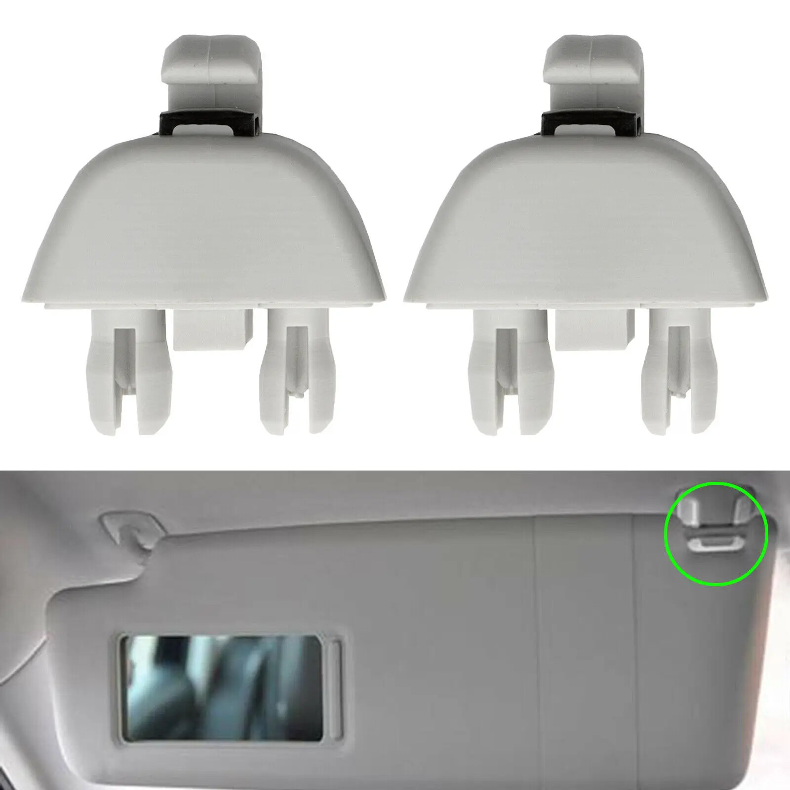 Durable and Easy Install Interior Sun Visor Clip Set (2-Pack)